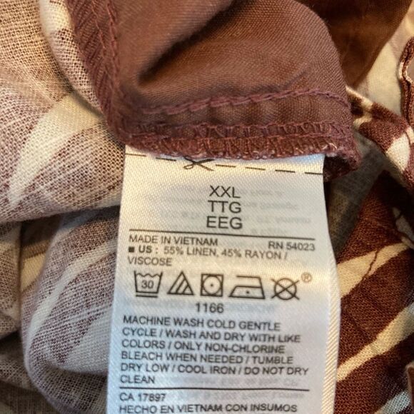 Old Navy NWT Palm print linen blend Pants pull on drawstring pockets - Picture 14 of 14